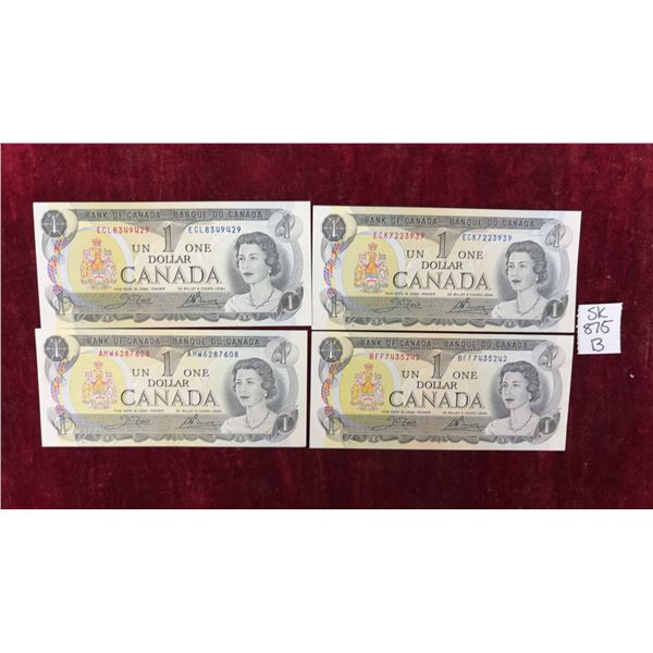 4 Uncirculated 1973 Canada $1 Bills