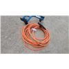 Image 4 : Blue Metal X-Frame Universal Dolly and Orange Heavy-Duty Outdoor Extension Cord