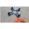 Image 6 : Blue Metal X-Frame Universal Dolly and Orange Heavy-Duty Outdoor Extension Cord