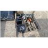 Image 1 : Pallet of Chain Hoist, Lever Hoist, Heat Exchanger, Duracraft Power Inverter, Water Pump and More