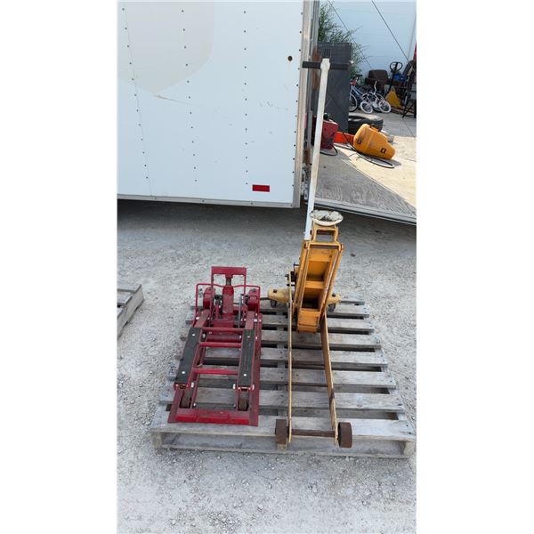 Motorcycle Lift Jack & Seized Large Yellow Floor Jack
