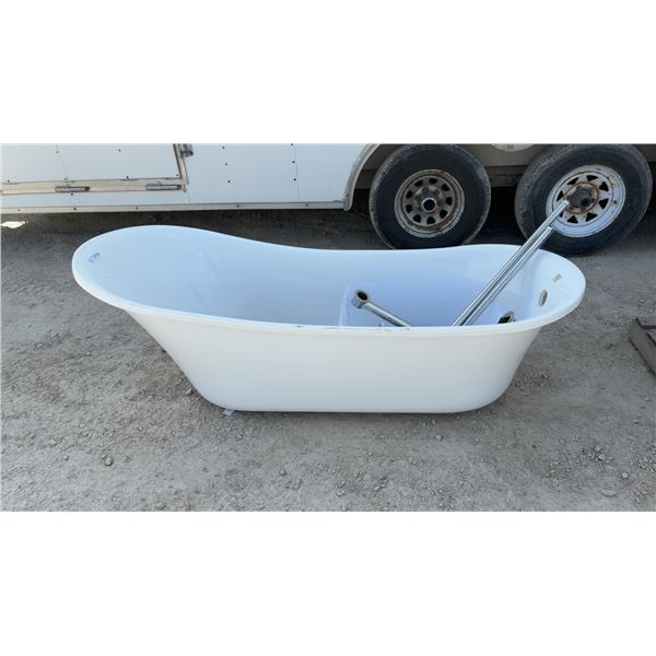 Fiberglass Clawfoot Bathtub, Chrome Faucet, Shower Head, & Four Claw Feet