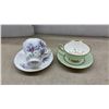 Image 2 : Collection of Eight Vintage Bone China Teacup and Saucer Sets with Floral Patterns