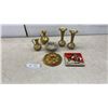 Image 1 : Brass Pitchers and Etched Vases, Cloisonné Bowl, Carved Hardstone Disc and Tussedre 1985 Tile