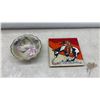 Image 4 : Brass Pitchers and Etched Vases, Cloisonné Bowl, Carved Hardstone Disc and Tussedre 1985 Tile