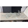 Image 1 : Lot of Mid-Century Clear Pressed Glass Serving Ware, Trays, Bowls, Pitcher, Vase, and More