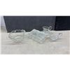 Image 5 : Lot of Mid-Century Clear Pressed Glass Serving Ware, Trays, Bowls, Pitcher, Vase, and More