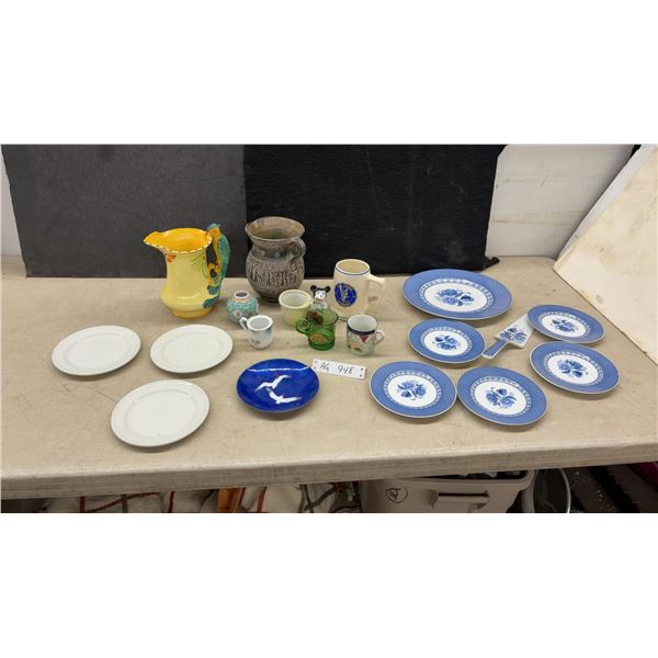 Keito Japan Blue Floral Porcelain Cake Set, Pitchers, Plates, Mugs, Mickey Mouse Figure and More