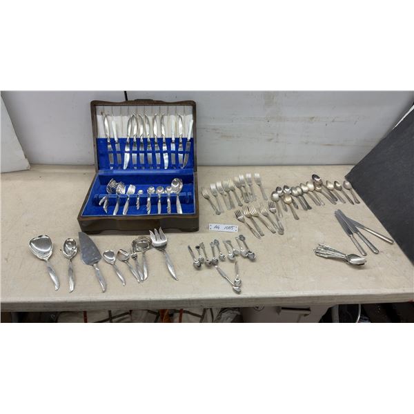 Cased Mid-Century Silver-Plated Flatware Set With Serving Pieces and Collector Spoons and More