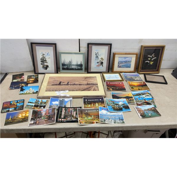 Framed Asian Shell Art, Landscape Prints, Paintings, and Hong Kong, Paris, Venice Postcards and Mor