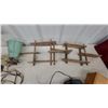Image 4 : Wooden Wall Cabinet, Vintage Table Lamps, GE Autoset Clock Radio, Accordion Rack Jewery Box
