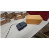 Image 5 : Wooden Wall Cabinet, Vintage Table Lamps, GE Autoset Clock Radio, Accordion Rack Jewery Box