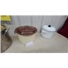 Image 4 : Stainless Steel Stockpot, Beige Enamelware Pot and White Enamelware Pot, All with Lids