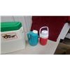 Image 5 : 2 Gott 34 Quart Coolers, Oscar by Coleman Cooler, Blue Insulated Jug and Red Thermos