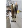 Image 2 : Vintage Set of Folding TV Trays with Faux Wood Grain Tops and Brass-Tone Stand