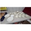 Image 1 : Grindley "Cream Petal" Dinnerware Set with Green and Gold Trim, Plates, Cups