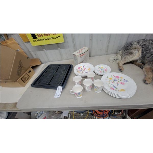 Sunbeam 3-Speed Portable Mixer, Floral Dinnerware Set with Plates and Mugs, Cooking Sheets