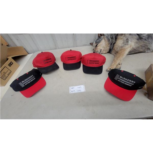 McSherry Auction Service Baseball Caps, Black with Red Brim and Red with Black Brim Never Worn