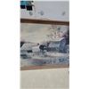 Image 3 : Framed Art Print of Rustic Rural Scene with Covered Wagon, Barn, and House 27 x 38"