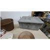 Image 2 : Vintage Federal Supply Co. Galvanized Metal Storage Chest with Hinged Lid and Side Handles Copper