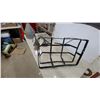 Image 2 : Vintage Galvanized Funnel, Four Tin Funnels, Two Wire Racks, and Black Metal Bicycle Cargo Rack