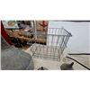 Image 5 : Vintage Galvanized Funnel, Four Tin Funnels, Two Wire Racks, and Black Metal Bicycle Cargo Rack