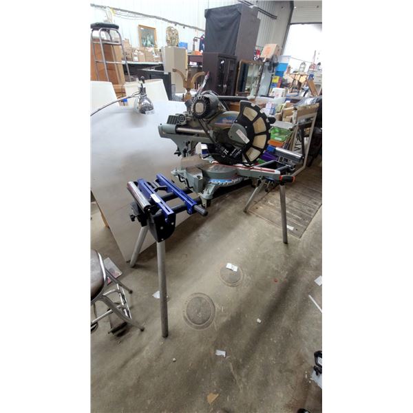 King Canada KGS-1025L 10" Sliding Compound Miter Saw on Portable Stand With Roller Extensions