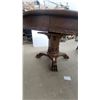 Image 2 : Antique Quarter-Sawn Oak Round Pedestal Dining Table With Carved Acanthus and Claw Feet 48"