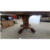 Image 4 : Antique Quarter-Sawn Oak Round Pedestal Dining Table With Carved Acanthus and Claw Feet 48"
