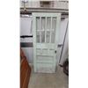 Image 3 : Antique Wooden Interior Door with 4 Glass Panes over 6 Panels, Green Painted Finish