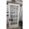 Image 1 : Vintage White-Painted 15-Light Wooden French Door with Antique Doorknob One Glass Panel Missing