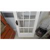 Image 3 : Vintage White-Painted 15-Light Wooden French Door with Antique Doorknob One Glass Panel Missing