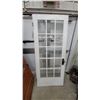 Image 4 : Vintage White-Painted 15-Light Wooden French Door with Antique Doorknob One Glass Panel Missing