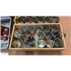 Image 2 : Floor Jack & Wood Box of Libby's Cans w/ Screws, Nails, & Fasteners
