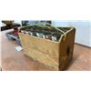 Image 4 : Floor Jack & Wood Box of Libby's Cans w/ Screws, Nails, & Fasteners