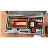 Image 6 : Floor Jack & Wood Box of Libby's Cans w/ Screws, Nails, & Fasteners