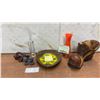 Image 1 : Assorted Decor: Pottery Ashtray, Orange Vase, Glass Bottle, Boot Planter, & More