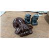 Image 2 : Assorted Decor: Pottery Ashtray, Orange Vase, Glass Bottle, Boot Planter, & More
