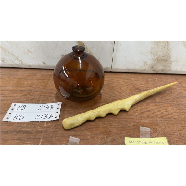 Northwestern Glass Fishing Net Float & Handcrafted Soap Stone Dagger