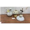 Image 1 : Ironstone China Pitcher (Has Cracks) and 2 Roof Lights w/ Glass Shades