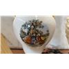 Image 3 : Pair of Table Lamps w/Pleated Shade: White Ceramic Urn Lamp w/Pastoral Scene & Cream Lamp