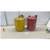 Image 1 : Two Vintage Metal Gas Cans: With "GASOLINE" Stenciled