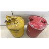 Image 5 : Two Vintage Metal Gas Cans: With "GASOLINE" Stenciled