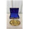 Image 2 : Vintage Condiment Coaster Sets, Strawberry Salt and Pepper Shakers, Brass Shakers in Velvet Box