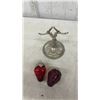 Image 7 : Vintage Condiment Coaster Sets, Strawberry Salt and Pepper Shakers, Brass Shakers in Velvet Box