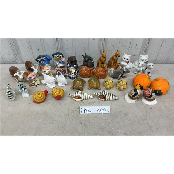 Assortment of Ceramic Novelty Salt and Pepper Shakers, Animal Figurines and More