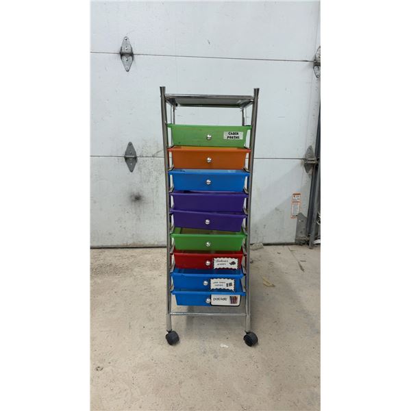 9-Drawer Rolling Storage Cart with Chrome Frame