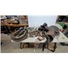 Image 1 : Vintage Tooled Leather Western Saddle, Draft Horse Collar, Wooden Stirrups, Harness, and More