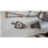Image 4 : Antique Cast Iron Trivet, Axe Head, Hide Scraper Knives, Hooks and More