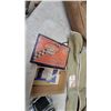 Image 12 : Vintage Wicker and Leather Fishing Creel, Canvas Bag, Reels, Rod Case, Powder Horn and More